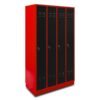 Spind—Umkleideschrank-Metall-4-tuerig-rot—anthrazit